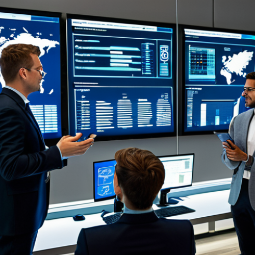 A group of diverse professionals, including data analysts and e-commerce strategists, in a bustling, modern retail operations center. They are fully clothed in professional business attire, observing large holographic displays showing real-time global sales data, customer behavior analytics, and optimized supply chain routes. The atmosphere is vibrant, high-tech, and efficient, emphasizing the power of AI in hyper-personalization. The scene is well-lit with clean architectural lines. safe for work, appropriate content, fully clothed, professional, perfect anatomy, correct proportions, natural pose, well-formed hands, proper finger count, natural body proportions, high quality, detailed, realistic photography.