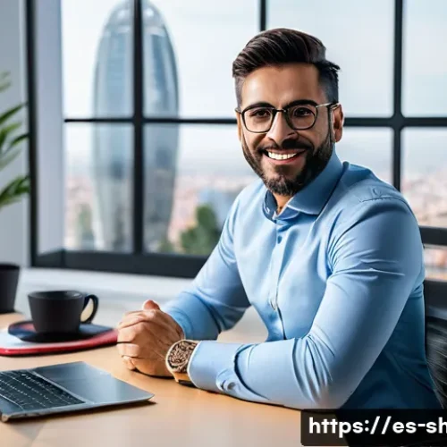 Home 33 쇼핑매니저 신입사원의 일상 - A professional Spanish purchasing manager in a modern office, engaged in a video conference with div...
