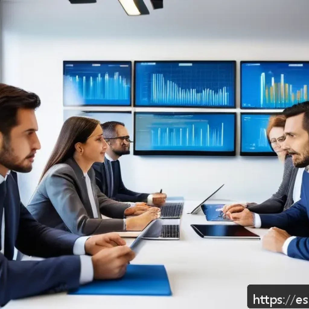 쇼핑매니저 시험 준비 자료 추천 - A professional business meeting scene in a modern office in Madrid, Spain, showing a diverse group o...