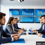 Home 20 쇼핑매니저 시험 준비 자료 추천 - A professional business meeting scene in a modern office in Madrid, Spain, showing a diverse group o...