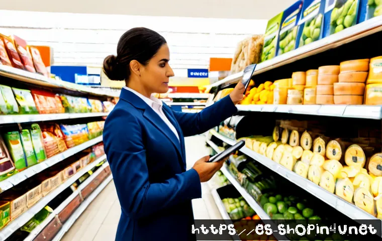 쇼핑매니저가 되기 위한 필수 스킬 - Photorealistic retail shopping manager in a bright modern Spanish supermarket, professionally dresse...